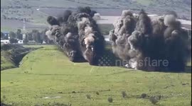 Footage of controlled IDF mine detonation on the Golan Heights.