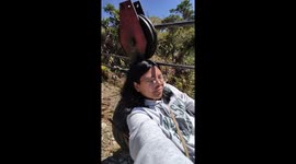 Tourist rides terrifyingly rickety zip line over 500ft canyon