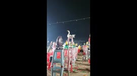 Goose Nimbly Avoid Being Caught During Ring Toss Game in China
