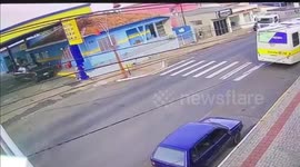 Woman on zebra crossing survives being run over by lorry