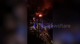 Footage shows huge fire roaring out of top of South Kensington building - 11 in hospital