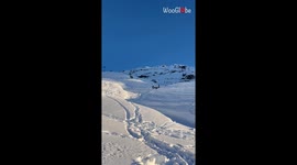 Daredevil Skier trying a stunt fails to maintain his balance *Ski Fail*