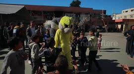 Entertainment is held for children amidst the ongoing conflict in Gaza