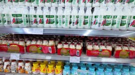 A Wahaha beverage collection is seen at a supermarket in Enshi, China