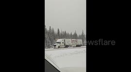 Canada: Multiple Vehicle Pile Up On Trans-Canada Highway Near Calgary