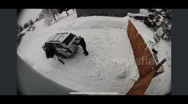 Snowblower Shatters Rear Windshield