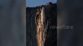 A Rare Uninterrupted Firefall In Yosemite