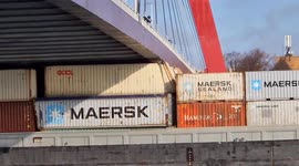 Netherlands: Cargo Ship Gets Stuck After Striking Bridge In Rotterdam 2