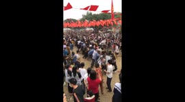 Thousands of people attend the tug of war festival in Vietnam