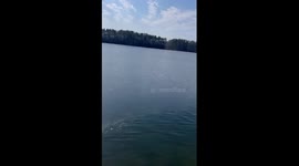 Massive ice patch crashes onto shore at Twin Lakes