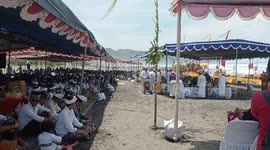 Indonesian Hindus Hold a Melasti Ritual Ceremony, Ahead of the Nyepi Day of Silence at Parangkusumo Beach, Bantul, Yogyakarta, Indonesia