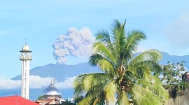 Drone footage shows clouds of ash billowing from Indonesia's active volcano Mount Marapi on March 6.  In early December 2023, the volcano erupted which killed 24 hikers.