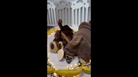 Baby and french bulldog are sleeping in monkey outfit together, cutest thing on earth!!!