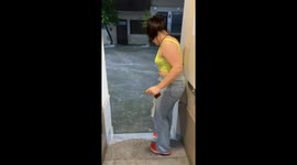 Playful fun turns into unexpected adventure in Argentina floods as shoe gets carried away