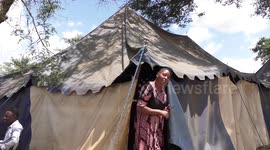 Zimbabweans camping in front of U.S. embassy in protest at new U.S. sanctions