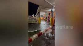 Holes on ground emit a fountain-like water in Thailand