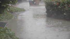 Heavy Downpour Hits North Hollywood, USA