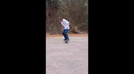 Skateboarding fail: flipping out on flat ground