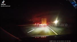 Truck and Car Collide During Pass Attempt (Exterior View)