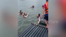 Father slips off raft while trying to dive into sea