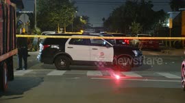 Police at The Scenere of Fatal Hit-and-Run in Los Angeles, USA
