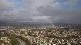 Rainbow Appears Ahead of Storm in Los Angeles, USA