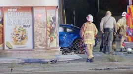 Honda Crashes into Meat Market in Rancho Cucamonga, LA, USA