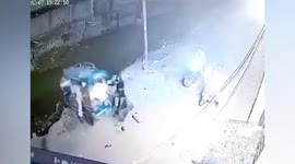 Vehicle carrying women and children spirals out of control and falls into canal in India
