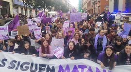 International Women's Day 2024. Feminist student strike in Madrid on 8th March, 2024.