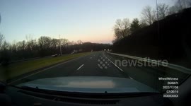 Close call on the commute: Breakdown lane speedster loses control