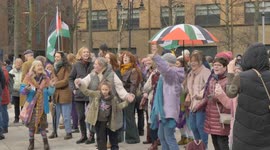 Hundreds gather at Writers Square, Belfast in celebration of International Women's Day and march to Belfast City Hall