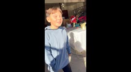 Charming young man is joyously stunned when his camp buddy from across the world surprises him