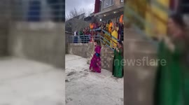 Kurdish women set fire celebrating the Newroz in Iraq