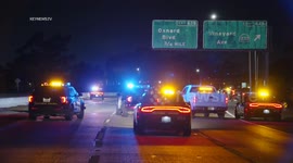 A pedestrian was hit on Highway 101 in Los Angeles, California, USA