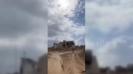 Gaza Neighborhood Lies In Ruins after Israeli attack on Khan Yunis