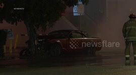 Traffic Collision Causes Huge Hydrant Eruption On Ventura Boulevard in Sherman Oaks, USA