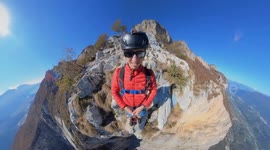 Daredevil's impressive feat of skipping mid-air during BASE jump off mountain in Italy