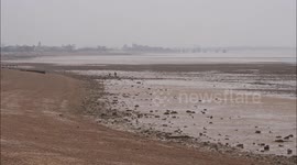 Lowest Spring tide of the year seen at Kent, UK beach