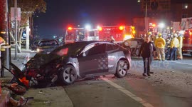 Scene of The Fatal Crash in Gramercy Park, Los Angeles, USA