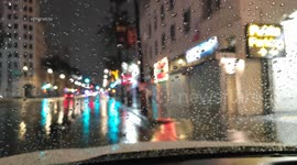 Heavy Downpour in Hollywood, LA, USA