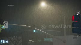 Heavy Downpour Hits Goleta, LA, USA