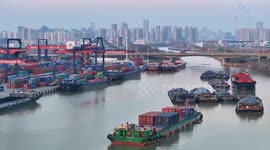 Canal Container Transport in Huai'an, China