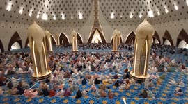 Muslims perform the first tarawih prayer at Al Jabbar Mosque In Bandung , Indonesia