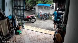 Mother slips down tile floor while entering her home