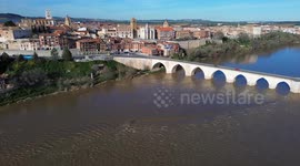 Flooding of the Duero River as it passes through Tordesillas, Valladolid