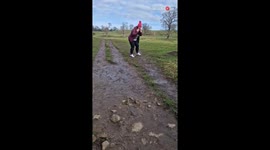 Woman learns that a muddy walk is the quickest way to reach Embarrassment-ville