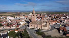 Panoramic aerial view of the town of Matapozuelos, Valladolid.