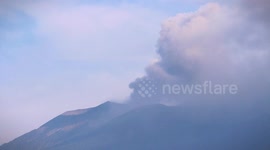 Footage shows clouds of ash billowing from Indonesia's active volcano Mount Marapi on March 14, 2024.  In early December 2023, the volcano erupted which killed 24 hikers.