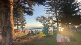 Outdoor sculpture exhibition draws crowds to beach in Perth, Australia