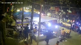 Shocking moment speeding car ploughs into busy street market in northern India, killing 1